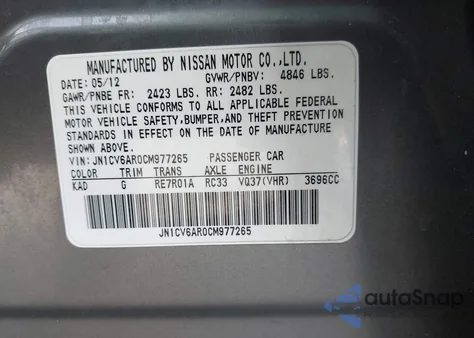 2012 Infiniti G37X from USA, damaged, VIN JN1CV6AR0CM977265